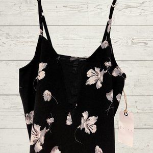 Leith women Black Floral Crop Top Size L
